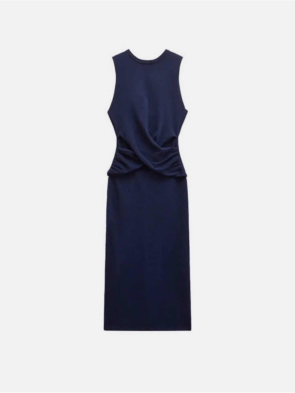Zara Navy Blue Draped Twist Front Midi Dress NWT Size S